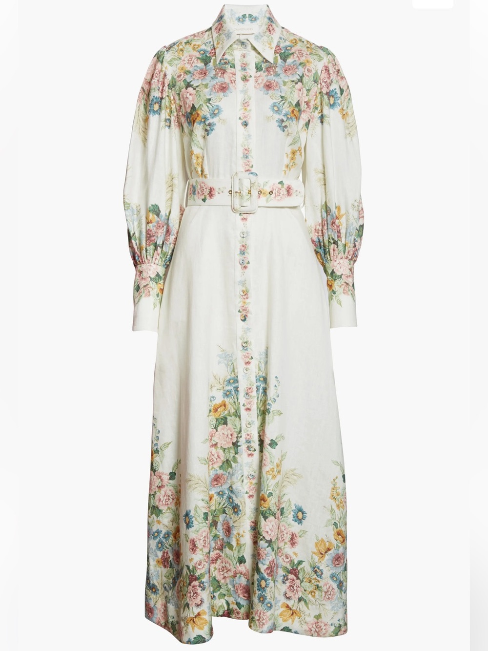 Zimmermann Wavelength Floral Long Sleeve Linen Maxi Dress